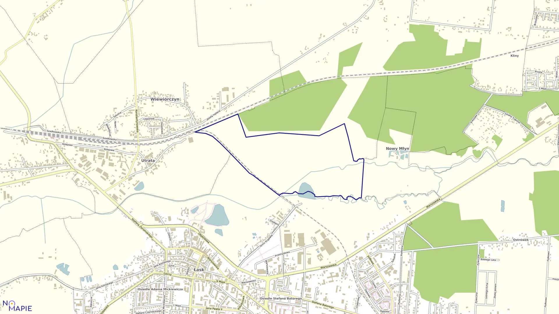 Mapa obrębu DZIESIĄTY w gminie Łask