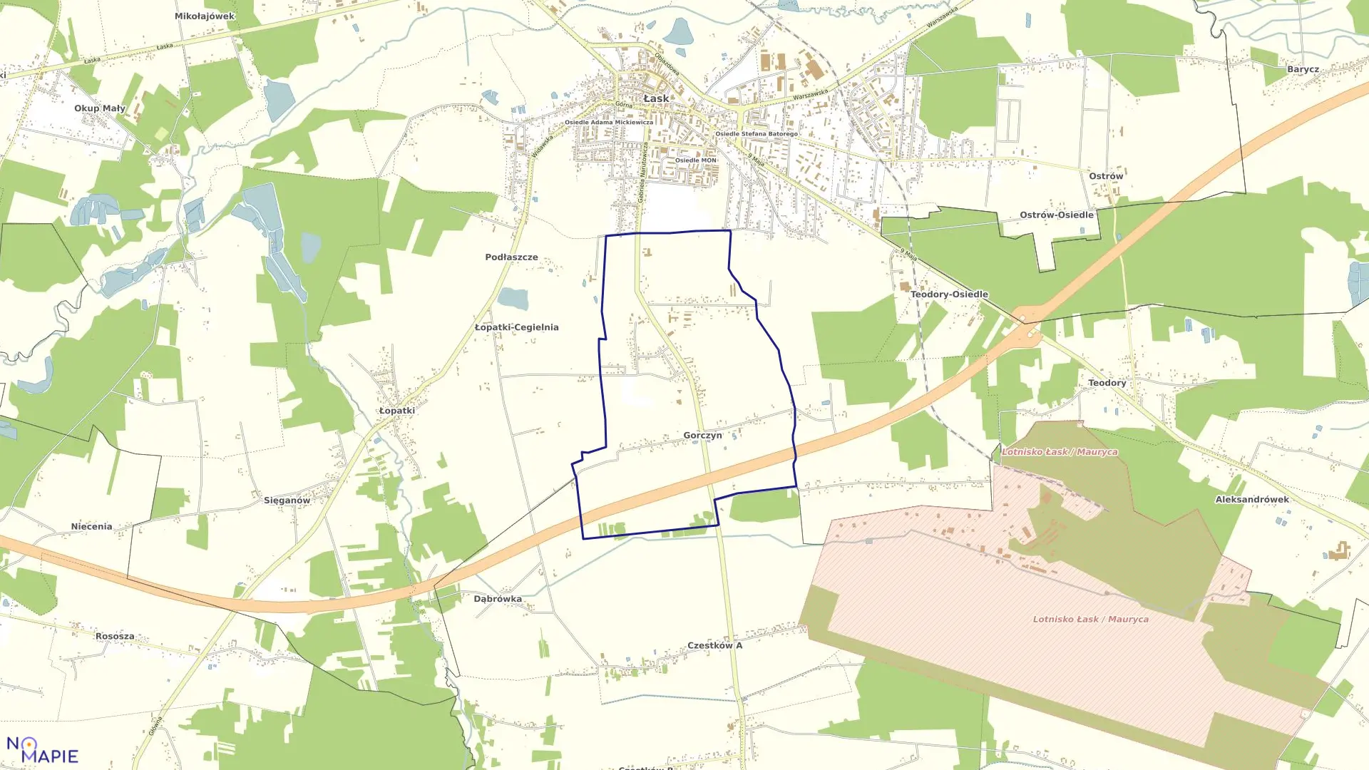 Mapa obrębu GORCZYN w gminie Łask