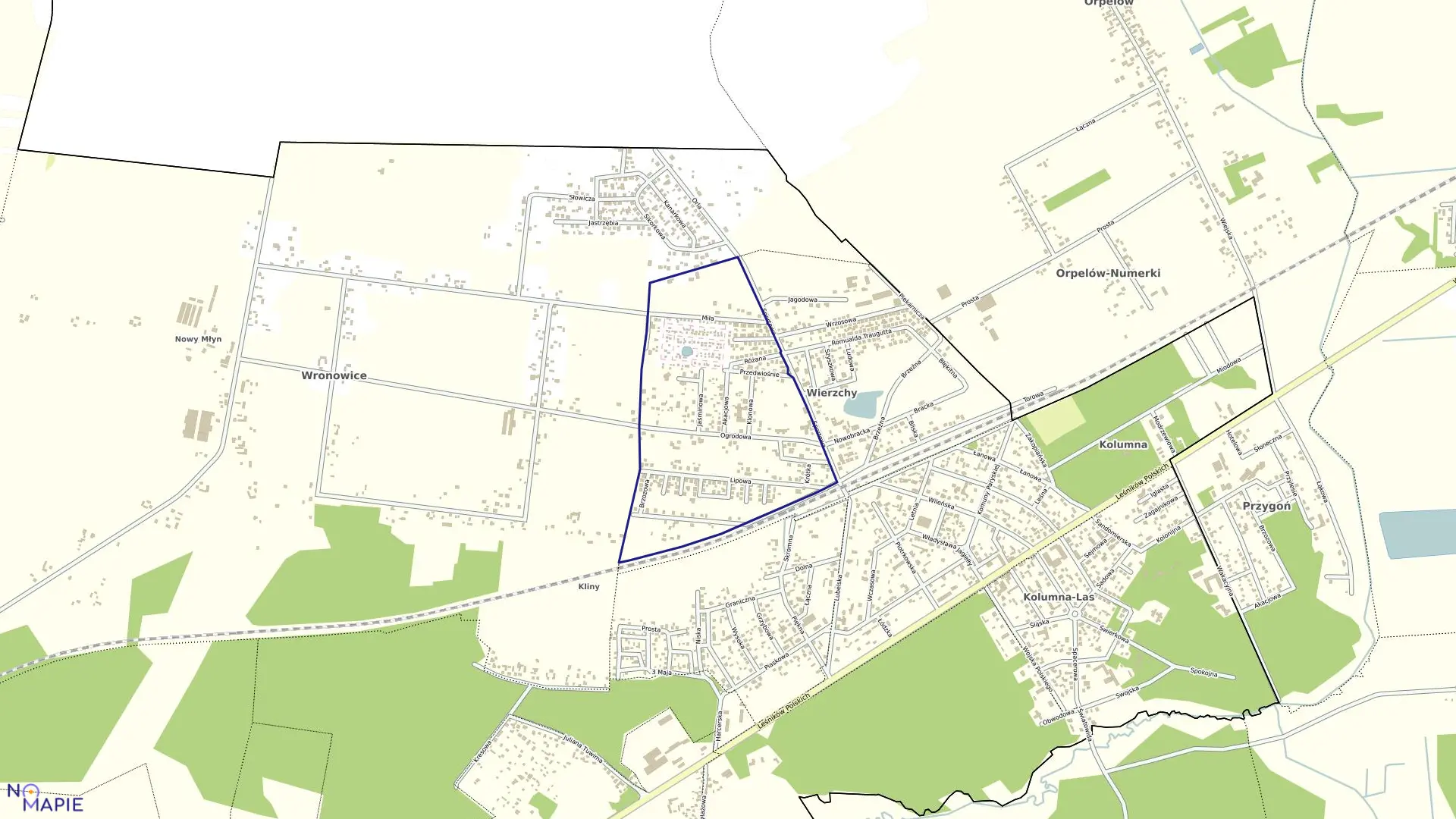 Mapa obrębu PIERWSZY w gminie Łask