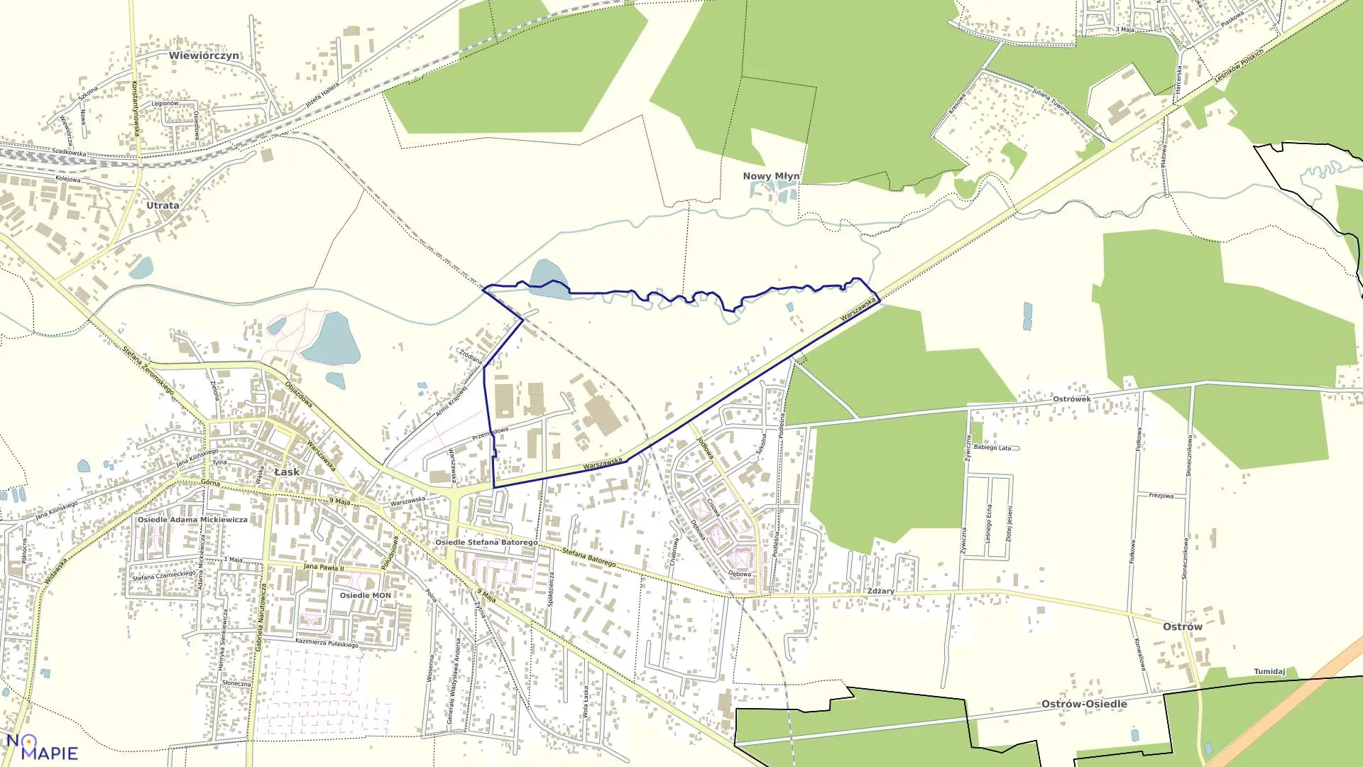 Mapa obrębu TRZYNASTY w gminie Łask